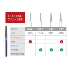 3D Dental Flat End Taper Diamond, Bur Fine, 847-010F 10/Pk